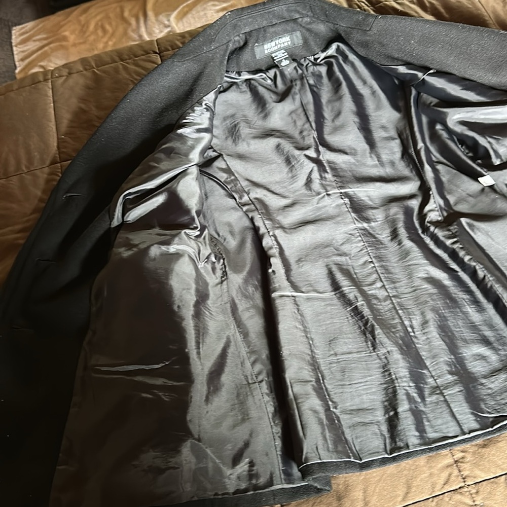 New York & Company Wool & Polyester Black Pea Coat - Picture 10 of 16
